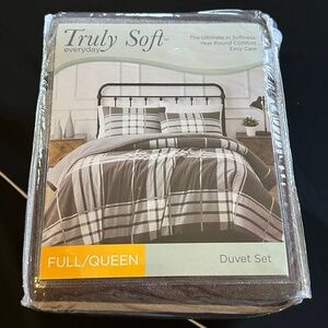 Year Round 100% Cotton Plaid Flannel Truly Soft Bedsheet Duvet Set, Full/Queen